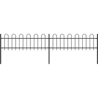 vidaXL Garden Fence with Hoop Top Steel 359x60 cm Black