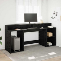 vidaXL Desk with Drawer Black oak 200 x 55 x 91 cm Engineered wood