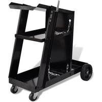 Welding Cart Black Trolley with 3 Shelves Workshop Organiser