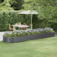 vidaXL Garden Raised Bed Galvanised Steel 396x100x36 cm Anthracite