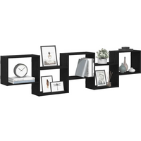 vidaXL Wall Cube Shelf 5 Compartments Black Engineered Wood