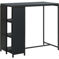 vidaXL Bar Table with Storage Rack Black 120x60x110 cm Poly Rattan