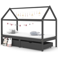 vidaXL Kids Bed Frame with Drawers Dark Grey Solid Pine Wood 90x200cm
