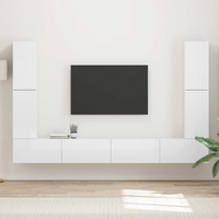 vidaXL TV Cabinet Set 8 pcs High Gloss White Engineered Wood