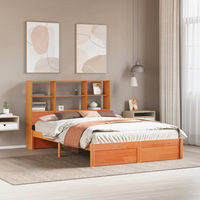 vidaXL Bed Frame with Storage Headboard 2 pcs Wax Brown 160 x 200 cm
