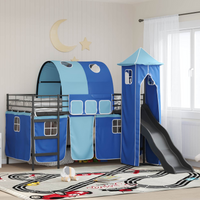 vidaXL Kids'Loft Bed Frame Black and Blue 107 x 200 cm Metal