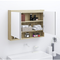 vidaXL Bathroom Mirror Cabinet 80x15x60 cm MDF White and Oak