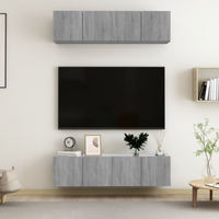 vidaXL Wall TV Cabinets 4 pcs Grey Sonoma 60x30x30 cm Engineered Wood
