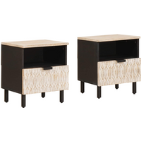 vidaXL Bedside Cabinet 2 pcs White 40 x 33 x 46 cm Solid Mango Wood