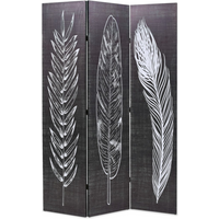 vidaXL Folding Room Divider 120x170 cm Feathers Black and White