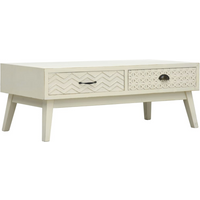 vidaXL Coffee Table with 2 Drawers Carving Grey 110x50x40 cm Wood
