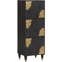 vidaXL Highboard with Shelf Black 40 x 33 x 110 cm Solid Mango Wood