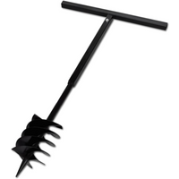 Ground Drill with Handle Auger Bit 180 mm Three Spirals Steel Black