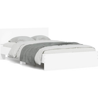 vidaXL Bed Frame with Headboard and LED White 140x190 cm