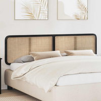 vidaXL Headboard with Headboard Black 200 x 55 x 3 cm Rattan