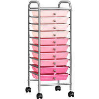 vidaXL 10-Drawer Mobile Storage Trolley Ombre Pink Plastic