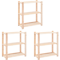 vidaXL 3-Tier Storage Racks 3 pcs 80x38x90 cm Solid Pinewood 150 kg