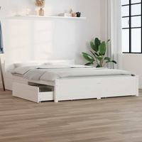 3103560 vidaXL Bed Frame without Mattress with Drawers White 140x200 cm (815045+815000)