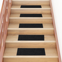 vidaXL Stair Mats Self-adhesive 15 pcs 60x25 cm Black Rectangular