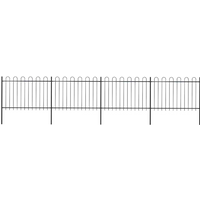 vidaXL Garden Fence with Hoop Top Steel 714.5x120 cm Black
