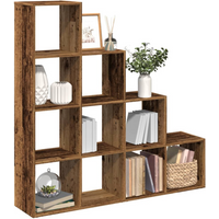 vidaXL Room Divider Bookcase 4-Tier Old Wood 131.5x29x131.5 cm Engineered Wood