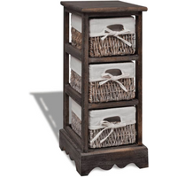 vidaXL Wooden Storage Rack 3 Weaving Baskets Brown