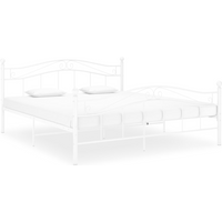 vidaXL Bed Frame without Mattress White Metal 140x200 cm