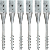vidaXL Ground Spikes 6 pcs Silver 7x7x56 cm Galvanised Steel