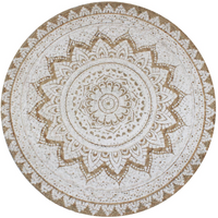 vidaXL Area Rug Braided Jute Printed 90 cm Round
