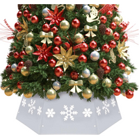 vidaXL Christmas Tree Skirt Silver and White Ø68x25 cm
