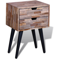 vidaXL Nightstand with 2 Drawers Reclaimed Teak Wood