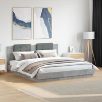 vidaXL Bed Frame with LED without Mattress Concrete Grey 180x200 cm Super King