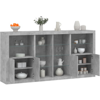 vidaXL Sideboard with LED Lights Concrete Grey 202x37x100 cm