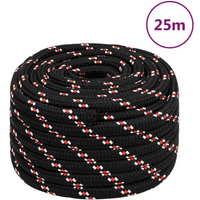 vidaXL Boat Rope Black 20 mm 25 m Polypropylene