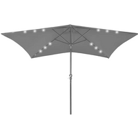 vidaXL Garden Parasol with LEDs and Steel Pole Black 2x3 m