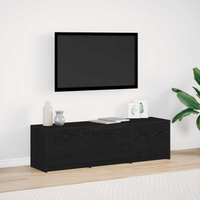 vidaXL TV Cabinet with LEDs Black Oak 140 x 34 x 40 cm Engineered Wood