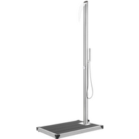 vidaXL Garden Shower with Grey Base 225 cm Stainless Steel