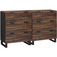 vidaXL Sideboard Set 2 pcs Walnut 60 x 33.5 x 75 cm Solid Mango Wood