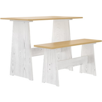 vidaXL Dining Table with Bench REINE Honey Brown&White Solid Wood Pine
