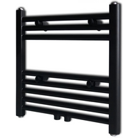 Black Bathroom Central Heating Towel Rail Radiator Straight 480x480mm