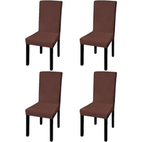 vidaXL Straight Stretchable Chair Cover 4 pcs Brown