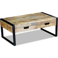 vidaXL Coffee Table with 2 Drawers Solid Mango Wood 100x60x40 cm
