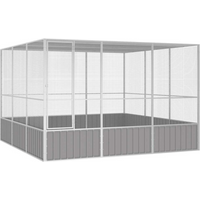 vidaXL Bird Cage Grey 302.5x324.5x211.5 cm Galvanised Steel
