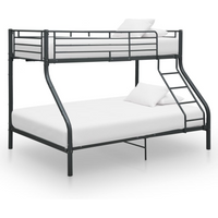 vidaXL Bunk Bed Frame without Mattress Black Metal 140x200 cm/90x200 cm