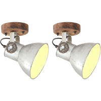 vidaXL Industrial Wall/Ceiling Lamps 2 pcs Silver 20x25 cm E27