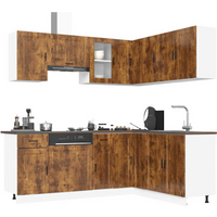 vidaXL 11 Piece Kitchen Cabinet Set Porto Smoked Oak Engineered Wood