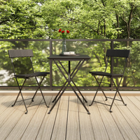 Folding Bistro Chairs Poly Rattan and Steel