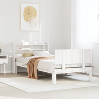 vidaXL Bed Frame with Headboard without Mattress White 90x200 cm