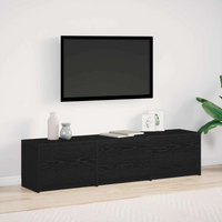 vidaXL TV Cabinet with LEDs Black Oak 165 x 34 x 40 cm Engineered Wood