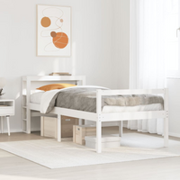 vidaXL Senior Bed with Headboard without Mattress White 90x190 cm Single